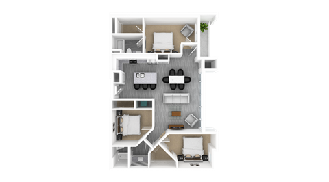 3 Bed 2 Bath, 1,620 sq ft, Dogwood I Floorplan at The Whit in Indianapolis, IN 46204